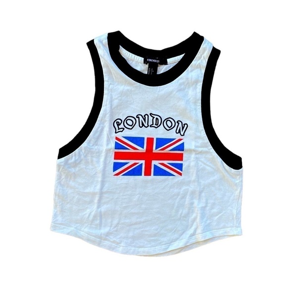 Forever 21 Tops - 2/$10 Forever 21 White London Cropped Tank Small